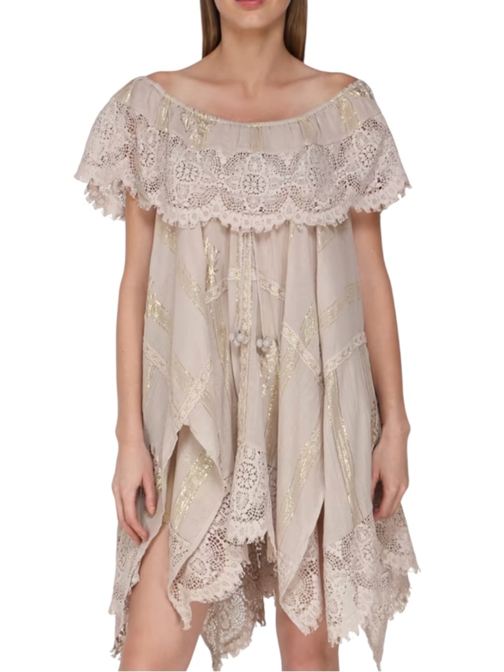 Flora Bella Rosamel Cotton Gauze Boho Asymmetrical Mini Dress size XS/S
